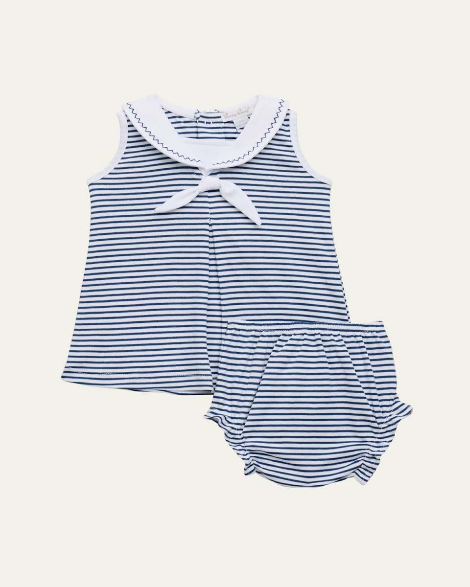 Girl's Bold Stripes & Bright Stars Dress W/ Bloomers, Size Newborn-18